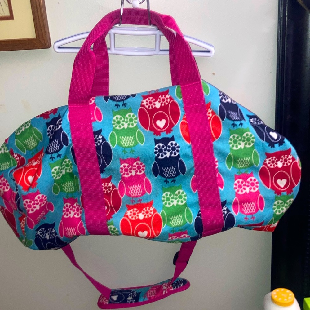 Hanna Anderson Owl Multicolor Travel Duffle Bag